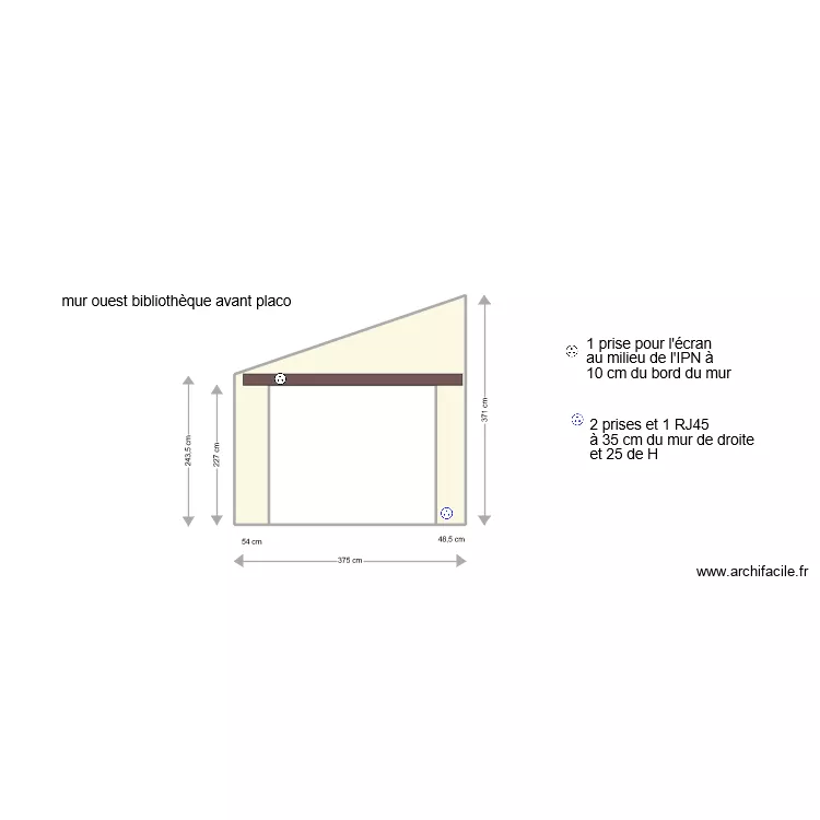 mur ouest bibliothèque avant placo. Plan de mur ouest bibliothèque avant placo. Plan de