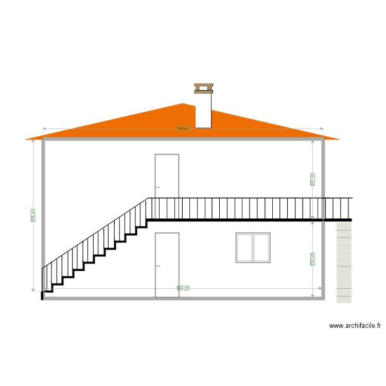 Facade ouest. Plan de 0 pièce et 0 m2