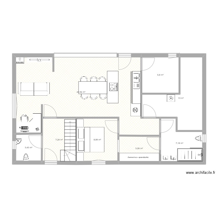 TEST. Plan de 8 pièces et 96 m2