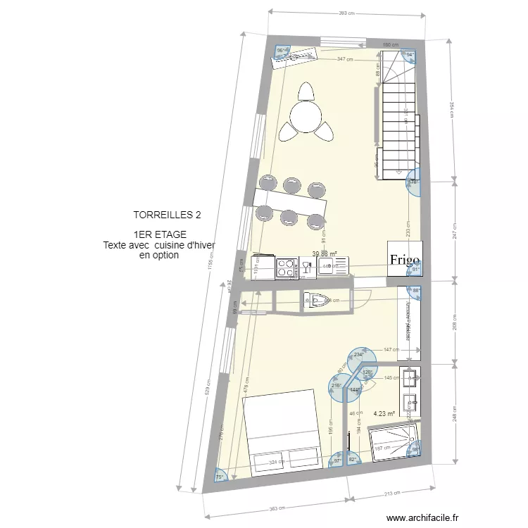 torreilles  2 1er etage avec cuisine. Plan de 