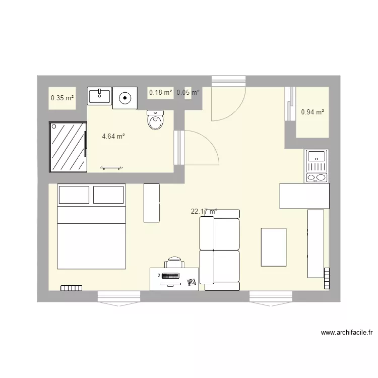 id&eacute;e studio 31m2. Plan de 