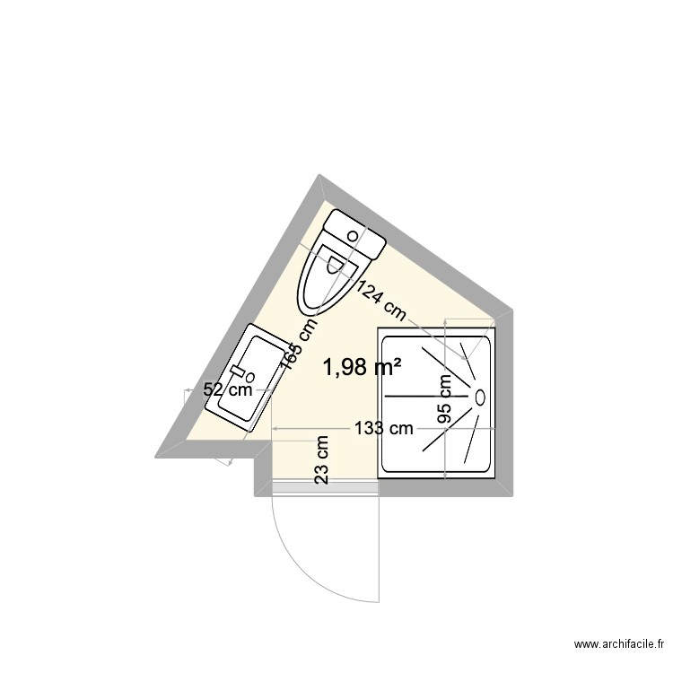 LOT 59. Plan de 1 pièce et 2 m2