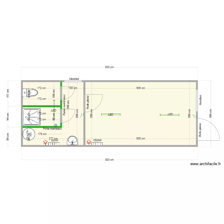 Sanitaire 8/3. Plan de 