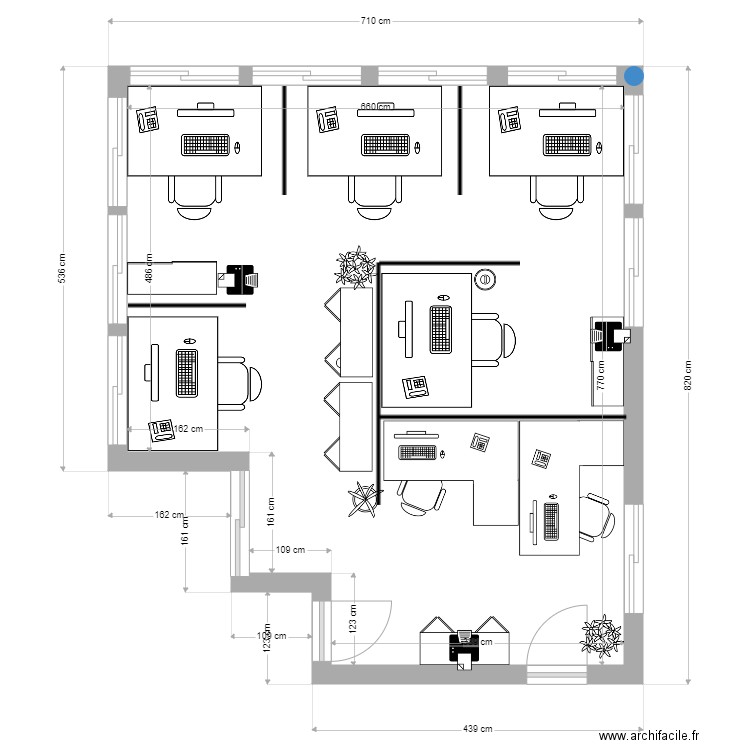 AMENAGEMENT BUREAU OPEN 4. Plan de 1 pièce et 45 m2