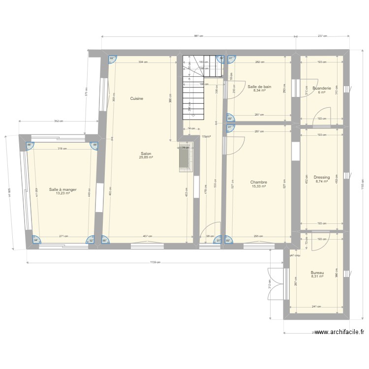 plan aux mesures. Plan de 0 pièce et 0 m2