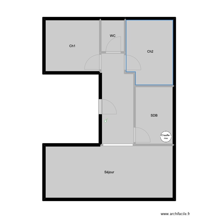 Planeix. Plan de 6 pièces et 52 m2