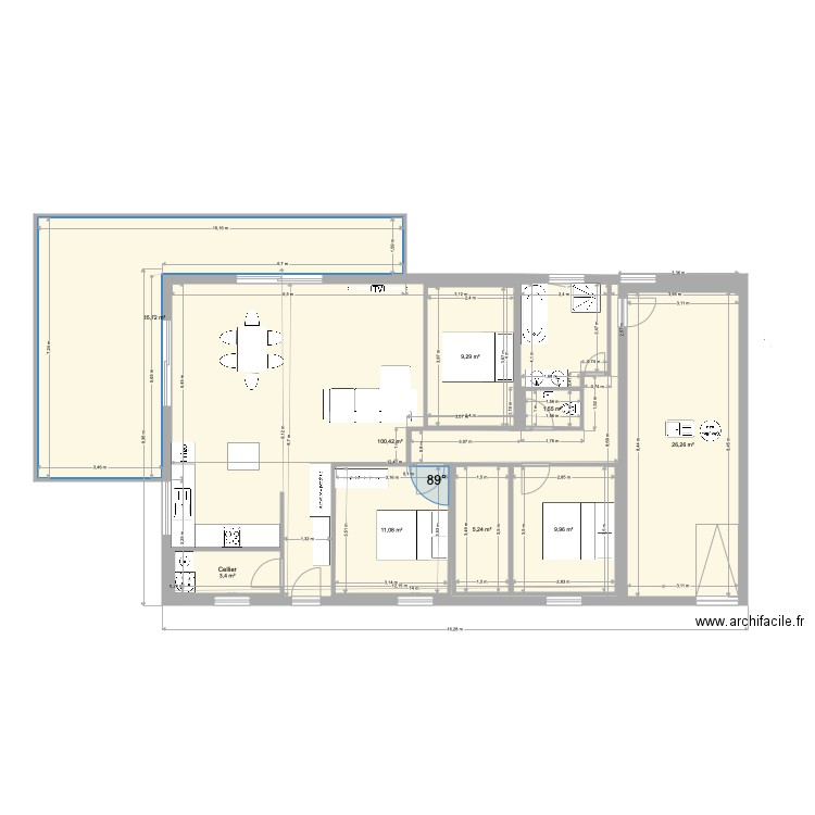 Maison 100m2 13 01 22 bis. Plan de 0 pièce et 0 m2