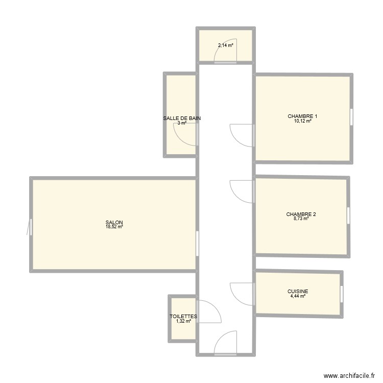 appartement. Plan de 7 pièces et 48 m2