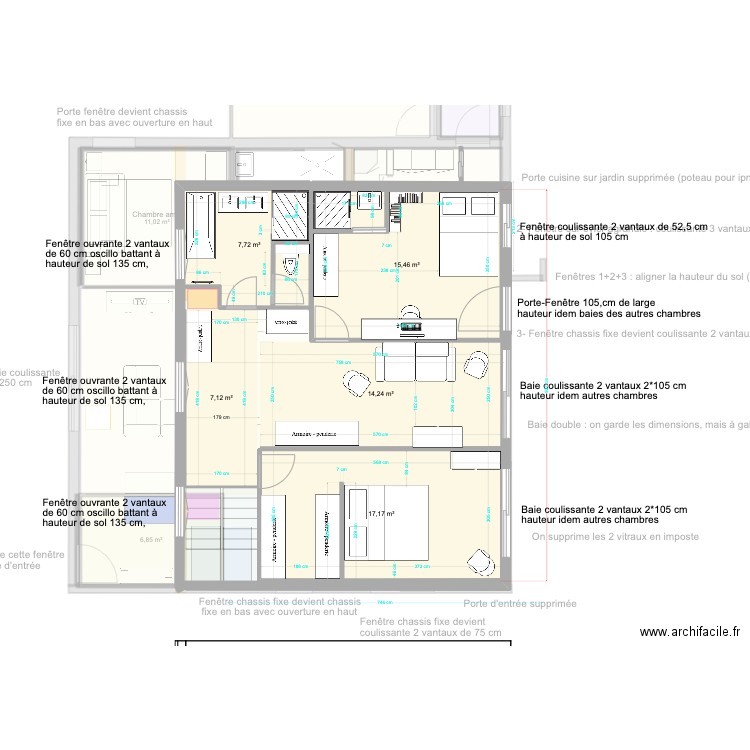 20230308 SDB Bruce2-Dressing parents-Porte WC OK. Plan de 15 pièces et 169 m2