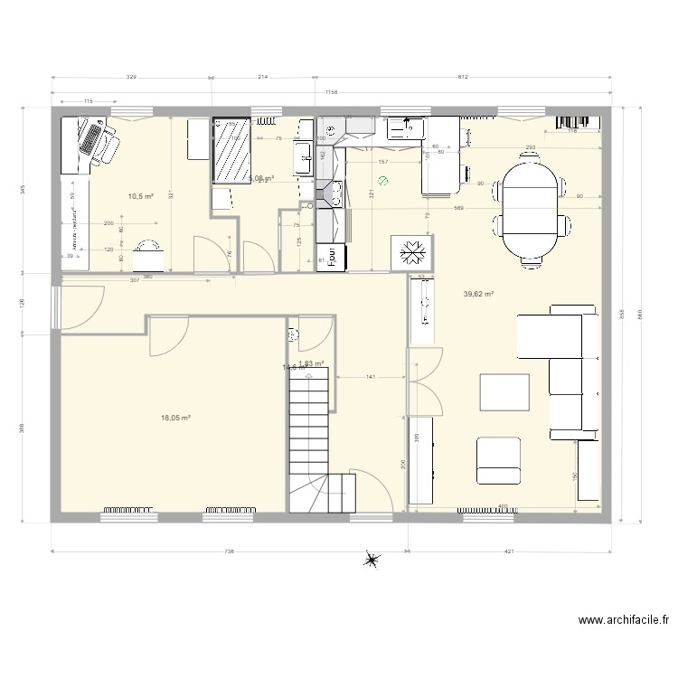 maison 2. Plan de 6 pièces et 90 m2