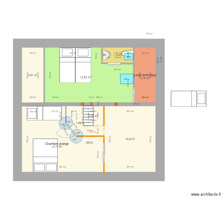 chambre mezzanine V66 du 13 oct 2018 . Plan de 0 pièce et 0 m2