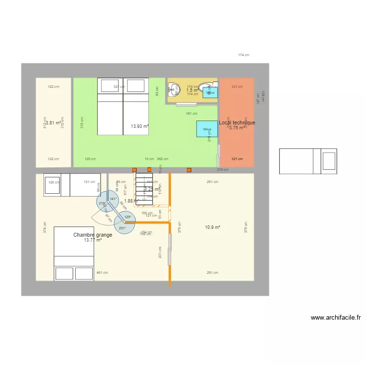 chambre mezzanine V66 du 13 oct 2018 . Plan de 