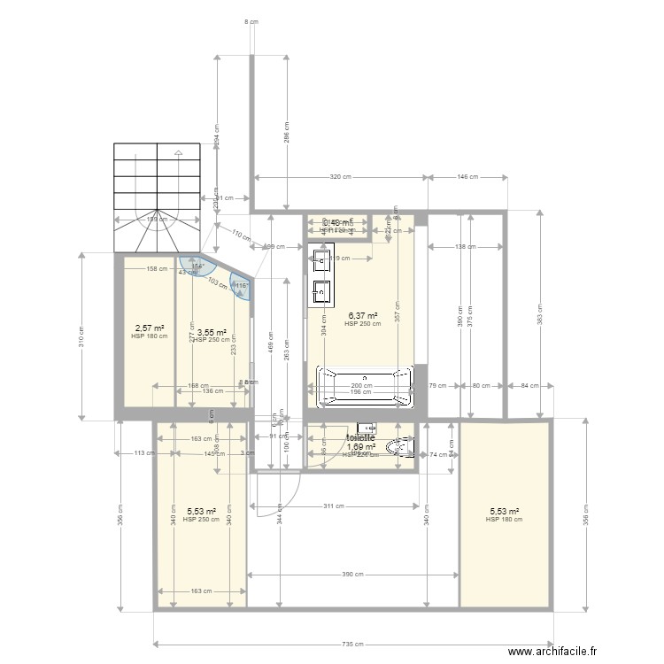 etage 1. Plan de 7 pièces et 26 m2