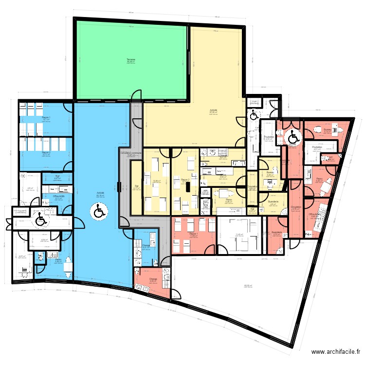 93SD1-8M projet V3. Plan de 46 pièces et 473 m2