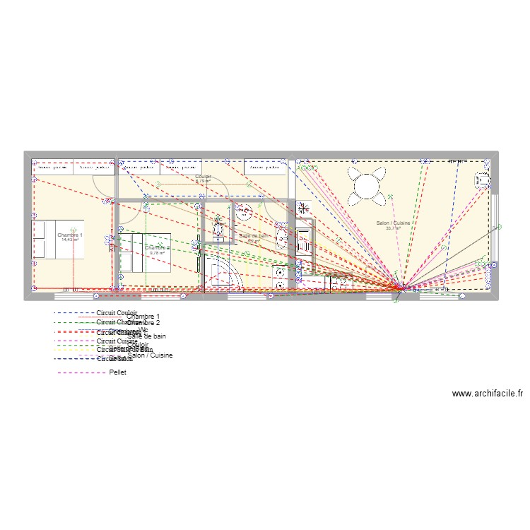 Croix. Plan de 6 pièces et 76 m2