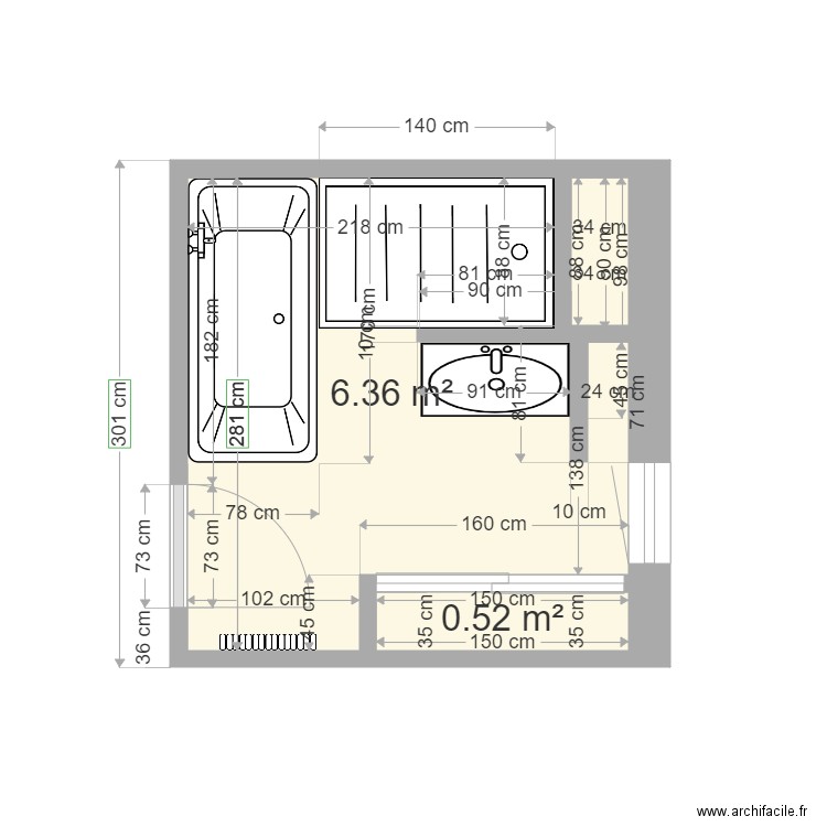 CROZIER bis. Plan de 2 pièces et 7 m2