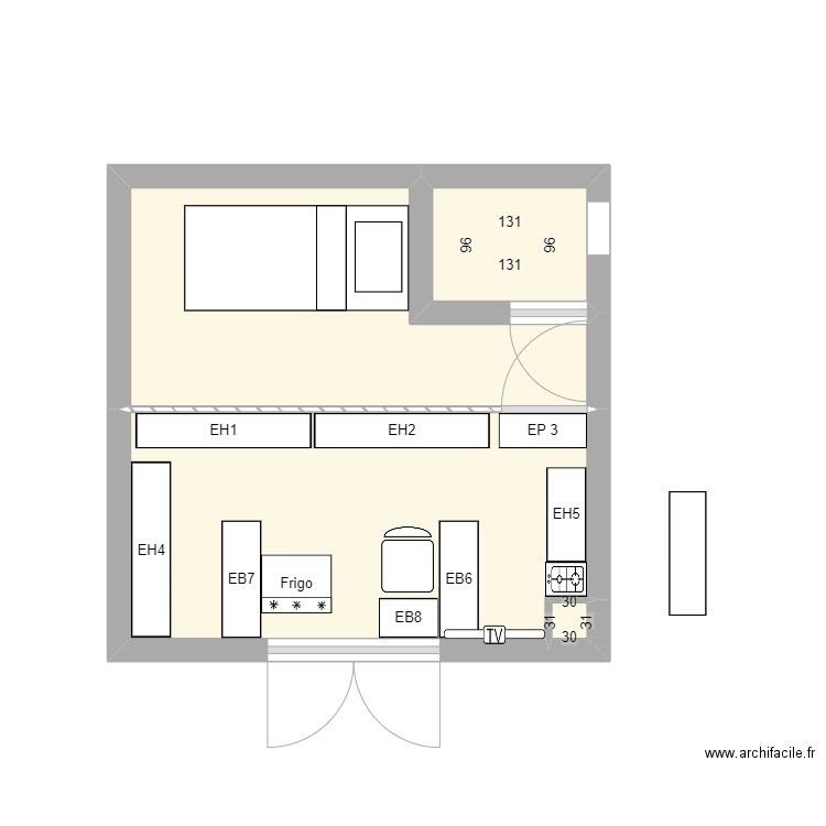 Plan Boutique 2. Plan de 4 pièces et 14 m2