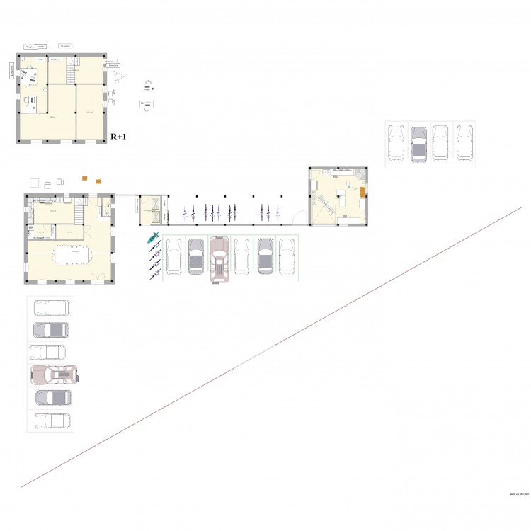 Maison commune 9 trames (9x9 m) 9. Plan de 12 pièces et 191 m2