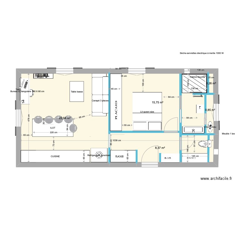 ARCHI PORTALET 7. Plan de 5 pièces et 48 m2