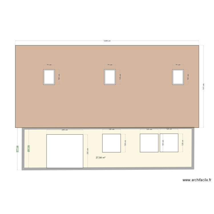 Chne Maison vs2. Plan de 1 pièce et 28 m2
