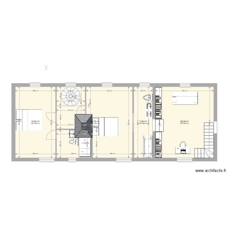 la colombière étage. Plan de 4 pièces et 74 m2