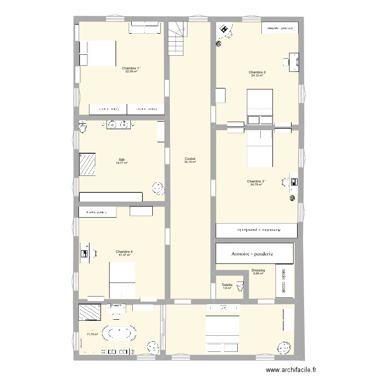 Maison. Plan de 9 pièces et 188 m2