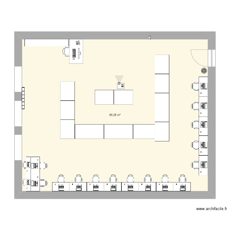 salle de cours. Plan de 1 pièce et 85 m2