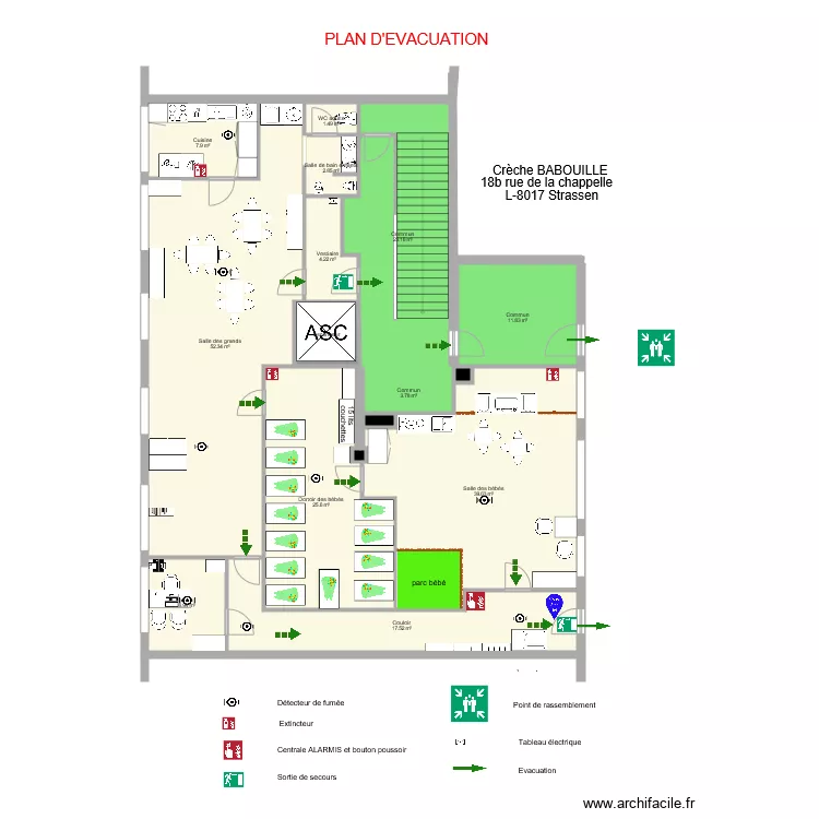 Creche meublé. Plan de Creche meublé. Plan de