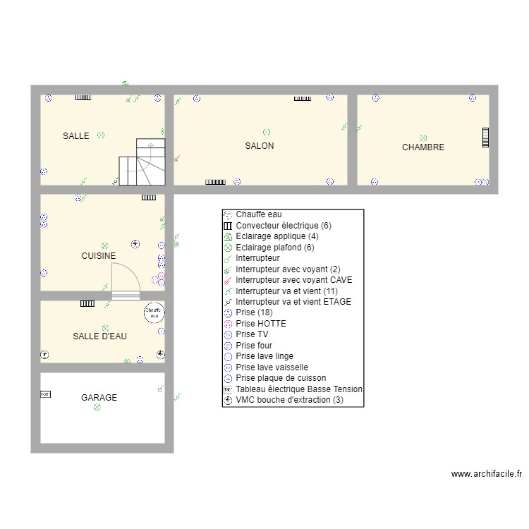 BASTIEN RECOURT. Plan de 6 pièces et 54 m2