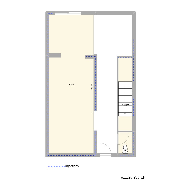 Plan DEVISMES. Plan de 2 pièces et 42 m2