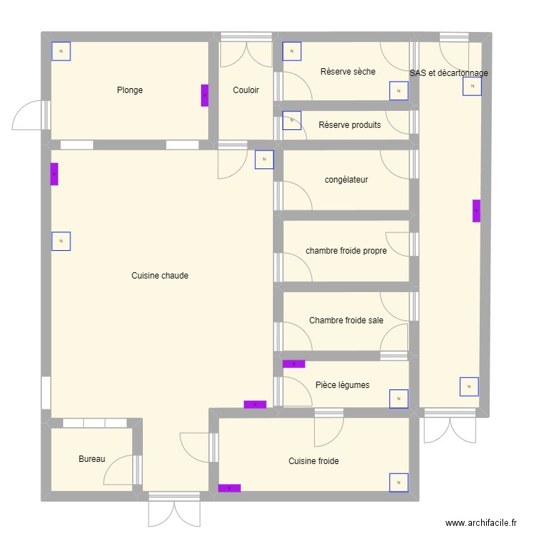 cuisine idéale. Plan de 12 pièces et 125 m2