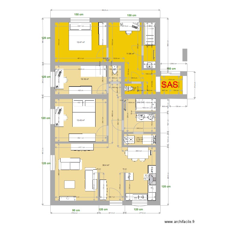 appart 2ch plus court 102    129. Plan de 0 pièce et 0 m2