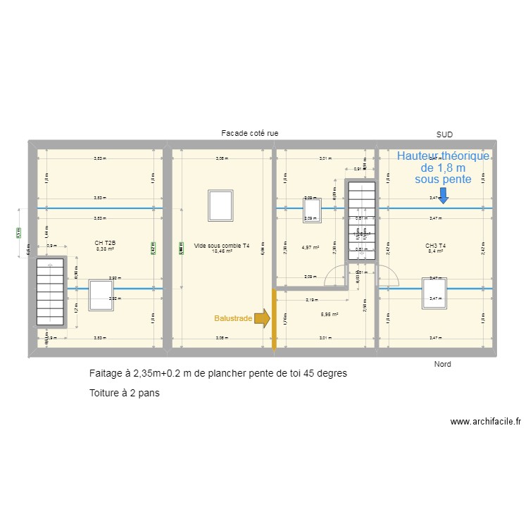 2eme REBAIS aménagé mesures. Plan de 0 pièce et 0 m2