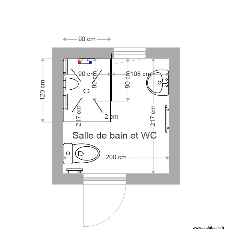 ESCOFFIER Salle de bain WC aprés travaux. Plan de ESCOFFIER Salle de bain WC aprés travaux. Plan de