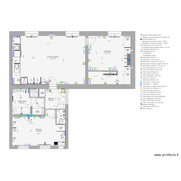 Jaurès - Plan à jour sans fils . Plan de 6 pièces et 72 m2