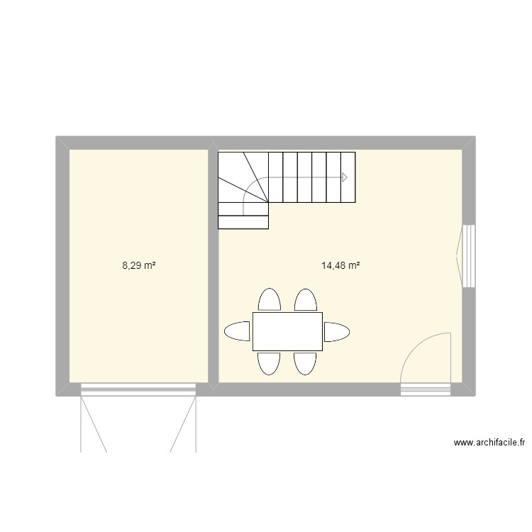 Plan de maison 1. Plan de 2 pièces et 23 m2