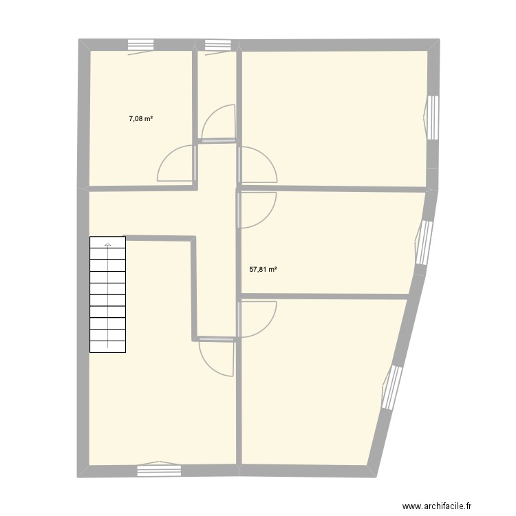 mon projet. Plan de 2 pièces et 65 m2