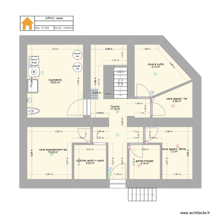 Jura 9 électricité. Plan de 52 pièces et 599 m2