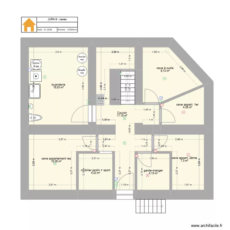 Jura 9 &eacute;lectricit&eacute;. Plan de 52 pièces et 599 m²