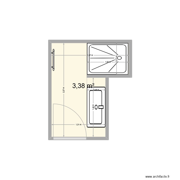 laborde ch71. Plan de 1 pièce et 3 m2
