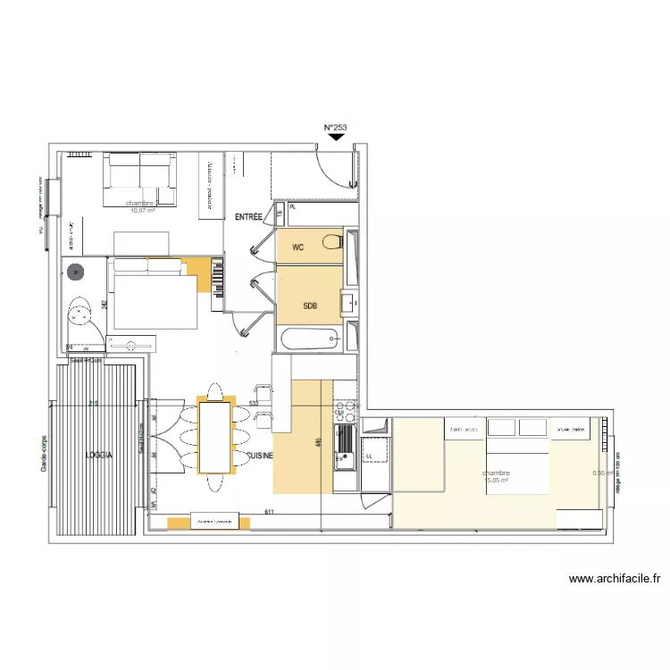 Plan Appartement Bordeaux. Plan de 