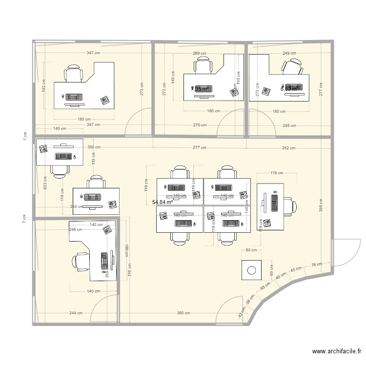 ADF SIEGE HAUT. Plan de 3 pièces et 69 m2