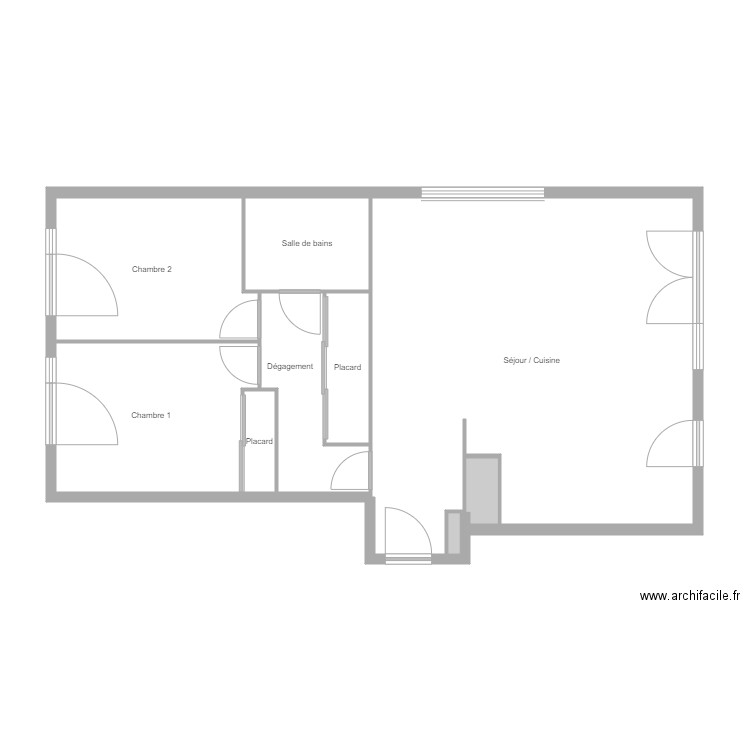 Galice sans jardin. Plan de 9 pièces et 74 m2