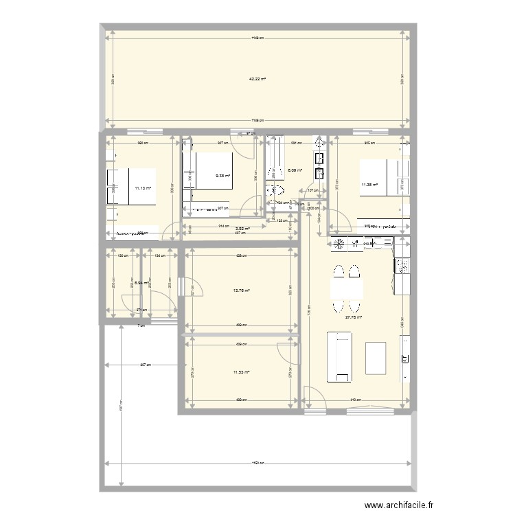 fusain original rdc T3 sejour nord. Plan de 0 pièce et 0 m2