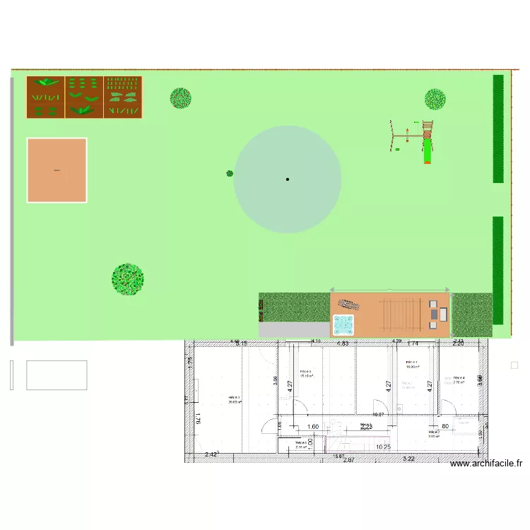 jardin maison. Plan de 