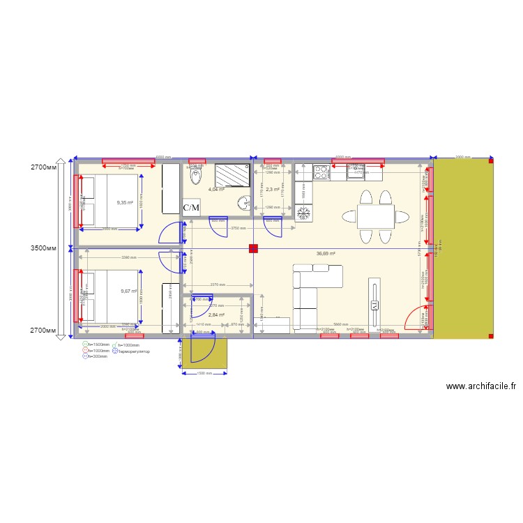 barn2 3 5. Plan de 8 pièces et 76 m2