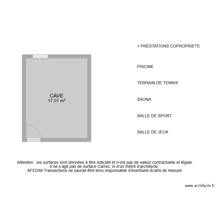BI 9043 CAVE EF. Plan de 1 pièce et 17 m2