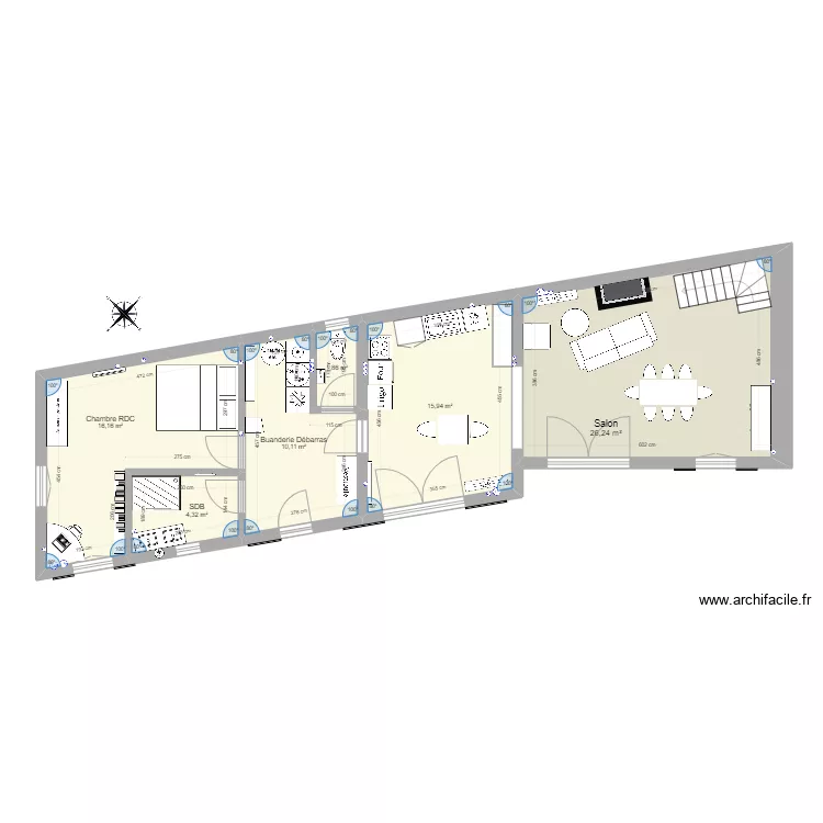 Patis Maison Fernand 3 chambres V2. Plan de 