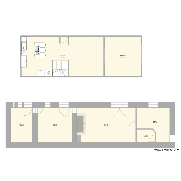 Primelin RDC. Plan de 7 pièces et 134 m2