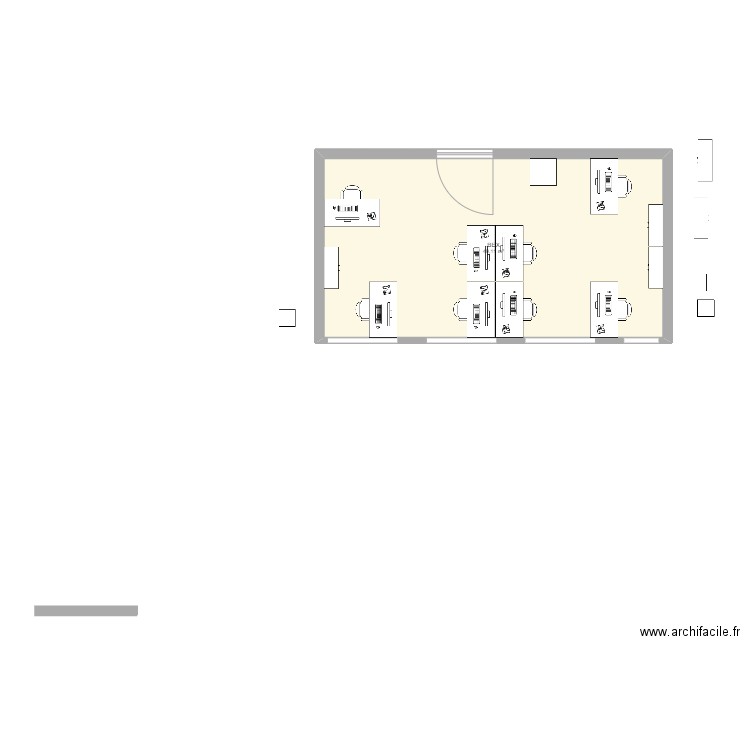 Bureau. Plan de 1 pièce et 49 m2